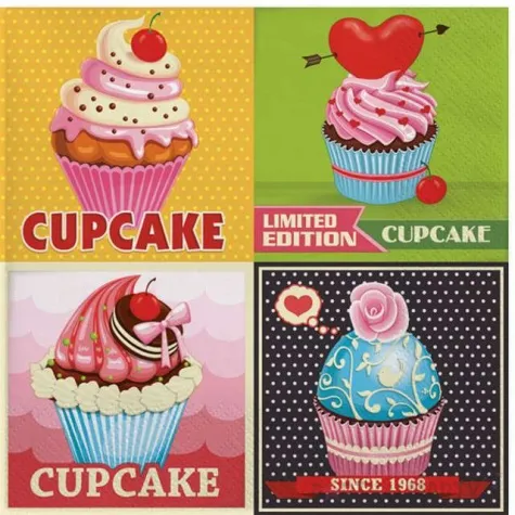 serwetki kolorowe babeczki maki 33 cm 20 szt