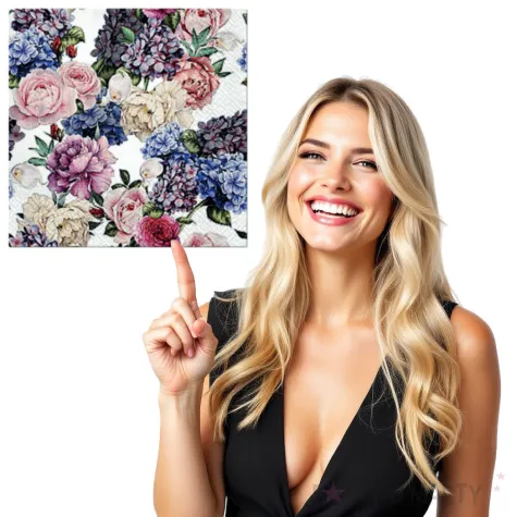 serwetki kompozycja kwiatow paw 33 cm 20 szt