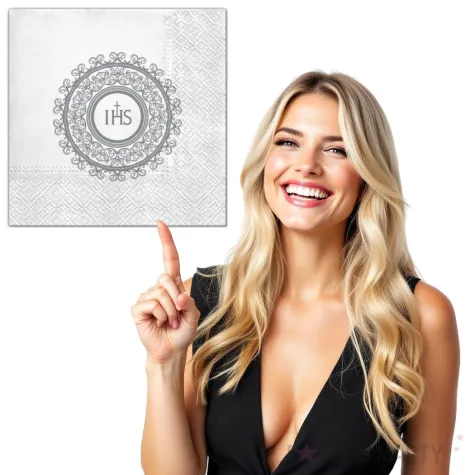 serwetki komunia hostia srebrna maki 33 cm 20 szt