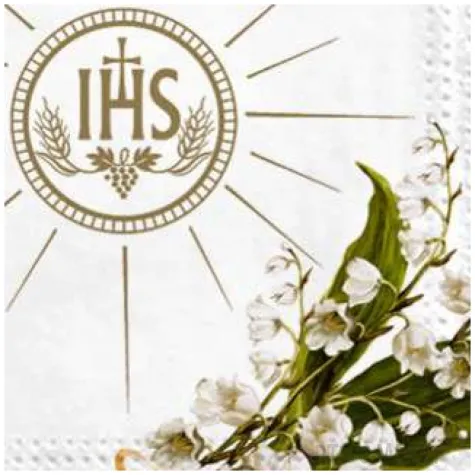 serwetki komunia ihs i lilie rozowe maki 33 cm 20 szt