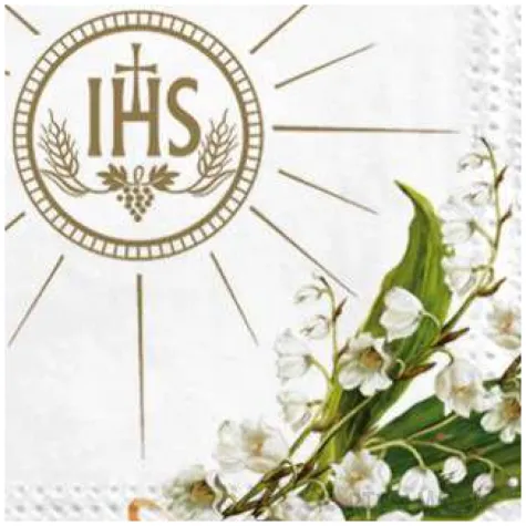 serwetki komunia ihs i lilie zlote maki 33 cm 20 szt