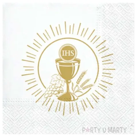 serwetki komunia kielich z hostia paw 33 cm 20 szt
