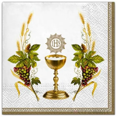 serwetki komunia kompozycja biala maki 33 cm 20 szt