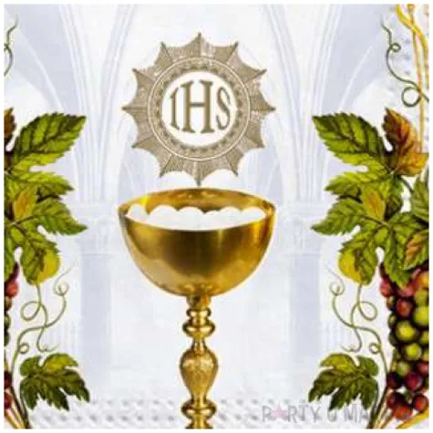 serwetki komunia kompozycja niebieska maki 33 cm 20 szt