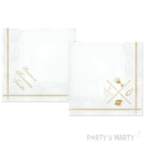 serwetki komunia ramka z symbolami paw 33 cm 20 szt