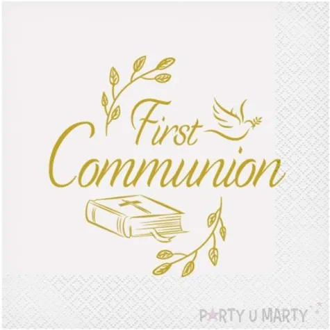 serwetki komunia swieta first communion bialy godan 33 cm 20 szt