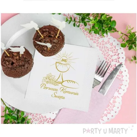 serwetki komunia swieta kielich ihs bialy godan 33 cm 20 szt