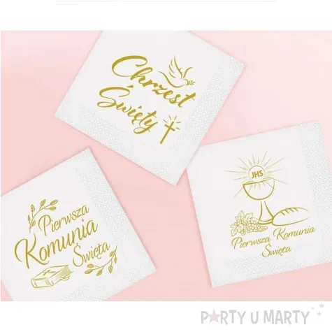 serwetki komunia swieta kielich ihs bialy godan 33 cm 20 szt