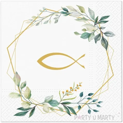 serwetki komunia swieta znak ryby paw 33 cm 20 szt