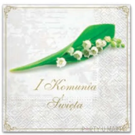 serwetki komunia z konwalia paw 33 cm 20 szt