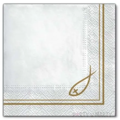 serwetki komunia z ryba paw 33 cm 20 szt