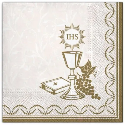 serwetki komunia zlote symbole maki 33 cm 20 szt
