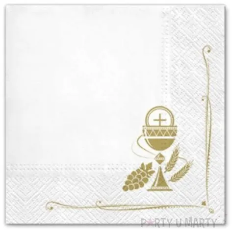 serwetki komunia zlote symbole paw 33 cm 20 szt