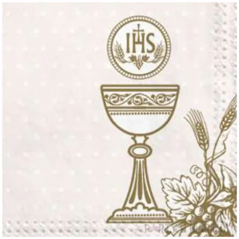 serwetki komunia zlote symbole z ramka maki 33 cm 20 szt