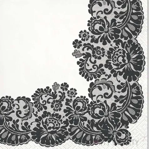 serwetki koronkowa ramka czarny paw 33 cm 20 szt
