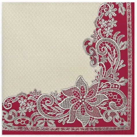 serwetki koronkowa ramka czerwone maki 33 cm 20 szt