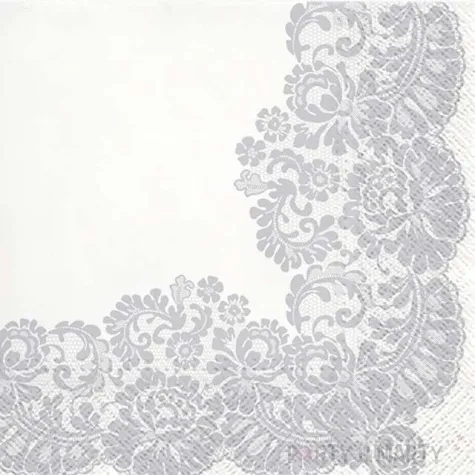 serwetki koronkowa ramka srebrna paw 33 cm 20 szt