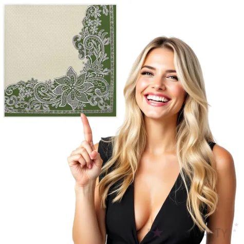 serwetki koronkowa ramka zielone maki 33 cm 20 szt