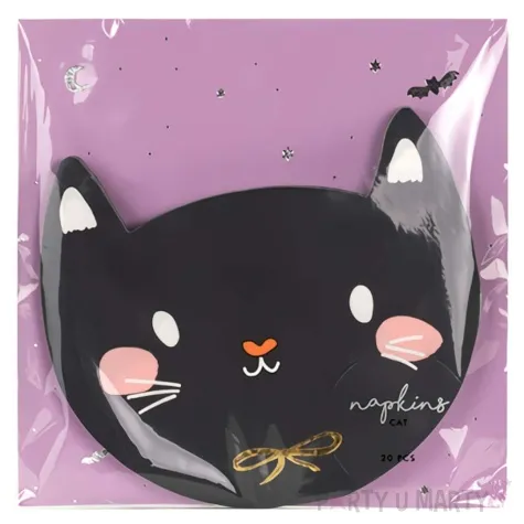 serwetki kotek czarny partydeco 30x26 cm 20 szt