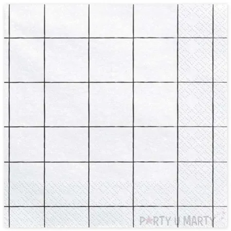 serwetki kratka biale partydeco 33 cm 20 szt