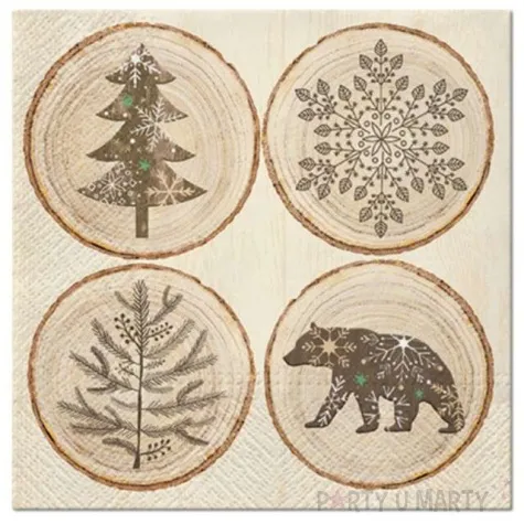 serwetki krazki drewniane swiateczne paw 33 cm 20 szt