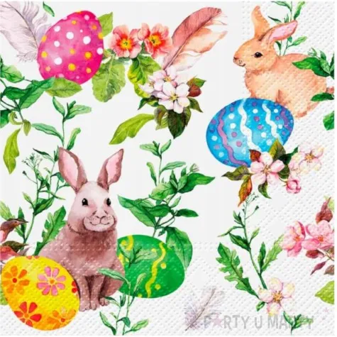 serwetki kroliczki z pisankami paw 33 cm 20 szt
