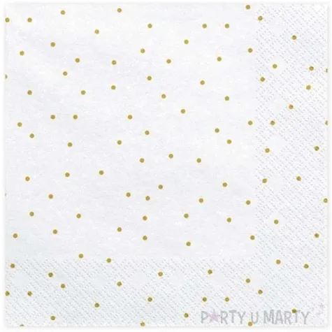 serwetki kropeczki biale partydeco 33 cm 20 szt