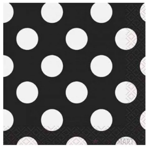 serwetki kropki czarne unique 25 cm 16 szt