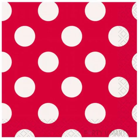 serwetki kropki czerwone unique 33 cm 16 szt