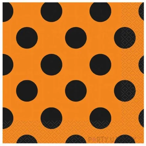 serwetki kropki pomaranczowo czarne unique 33 cm 16 szt