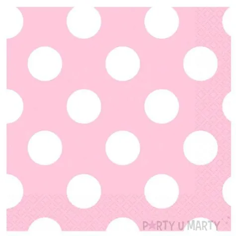 serwetki kropki rozowe jasne unique 33 cm 16 szt