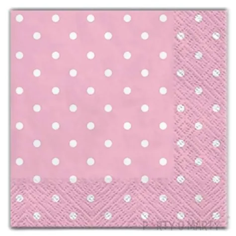 serwetki kropki rozowe paw 25 cm 20 szt