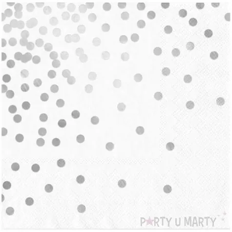 serwetki kropki srebrne biale partypal 33x33 cm 10 szt