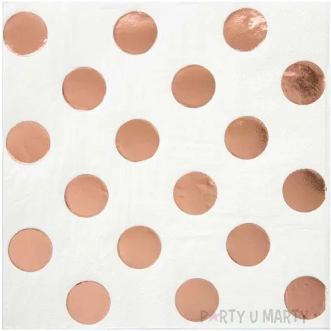 serwetki kropki unique rozowo zlote metaliczne 25 cm 16 szt