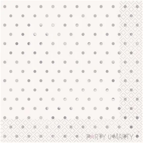 serwetki kropki unique srebrne metaliczne 33 cm 16 szt