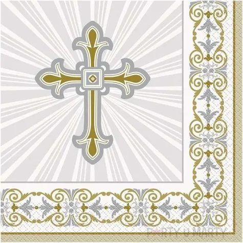 serwetki krzyz zloty unique 33 cm 16 szt