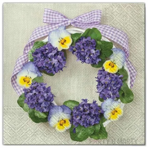 serwetki kwiaty fioletowy wieniec maki 33 cm 20 szt