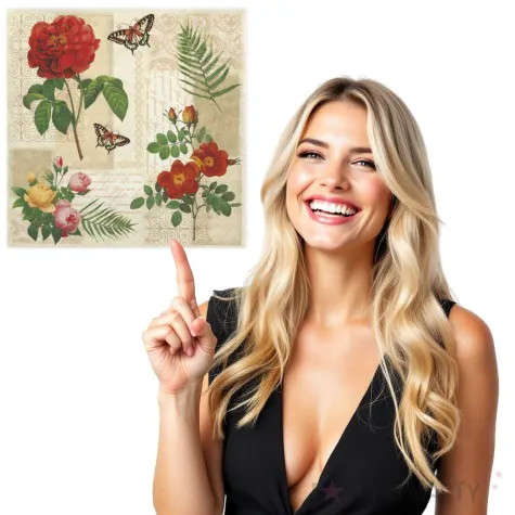 serwetki kwiaty i motyle vintage maki 33 cm 20 szt