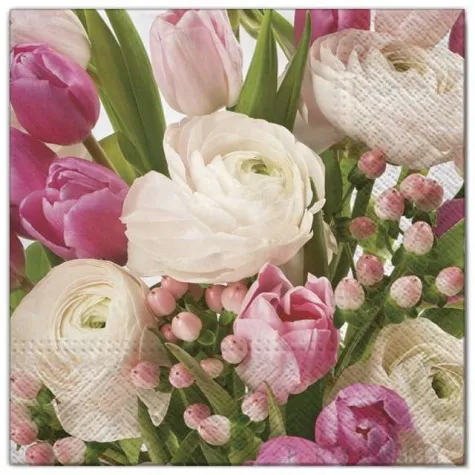 serwetki kwiaty pastelowe rozowe maki 33 cm 20 szt