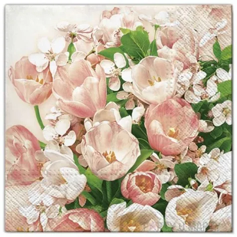 serwetki kwiaty tulipany rozowe maki 33 cm 20 szt