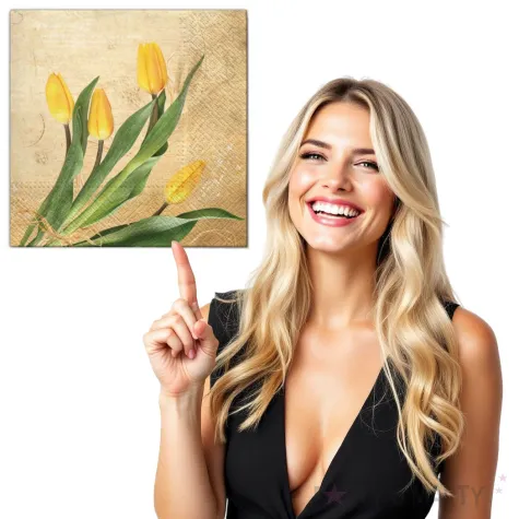 serwetki kwiaty tulipany zolte maki 33 cm 20 szt