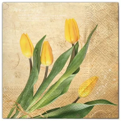 serwetki kwiaty tulipany zolte maki 33 cm 20 szt