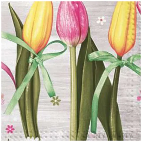 serwetki kwiaty tulipany zolto rozowe maki 33 cm 20 szt