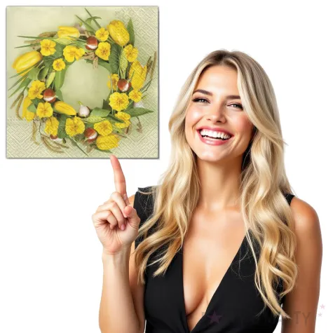 serwetki kwiaty wieniec z pierwiosnkow maki 33 cm 20 szt