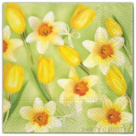 serwetki kwiaty zolte zonkile maki 33 cm 20 szt