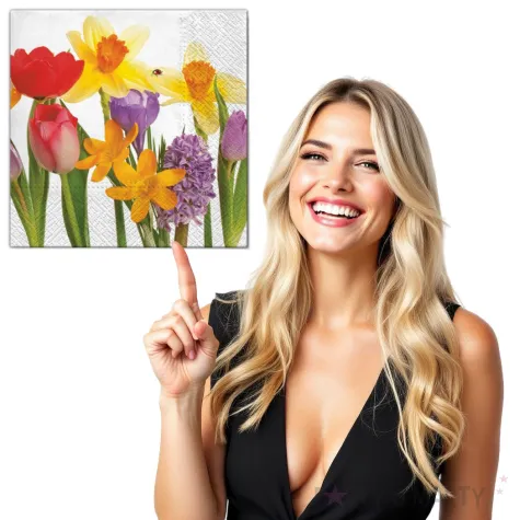 serwetki kwiaty zonkile i roze maki 33 cm 20 szt