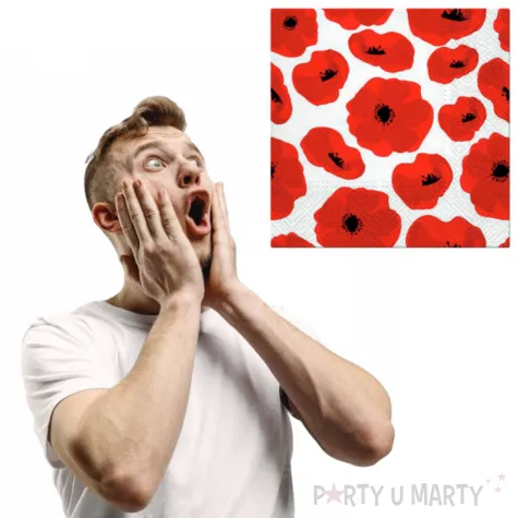 serwetki kwitnace maki paw 33 cm 20 szt