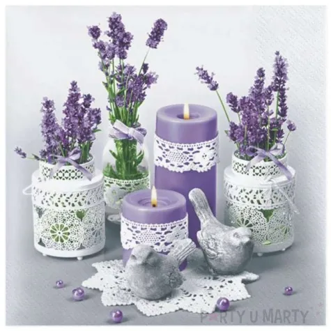 serwetki lawenda w koronkowych doniczkach maki 33 cm 20 szt