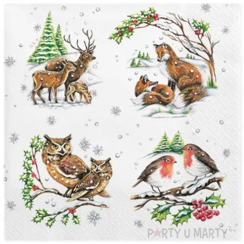 serwetki lesne zwierzeta maki 33 cm 20 szt