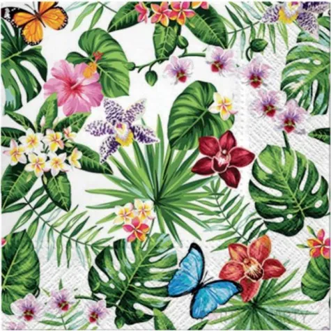 serwetki liscie monstery kwiaty i motyle paw 33 cm 20 szt